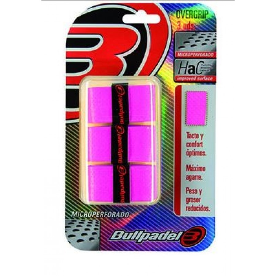 Blister Bullpadel 3 Overgrips GB1201 Comfort Perforado Rosa Fluor