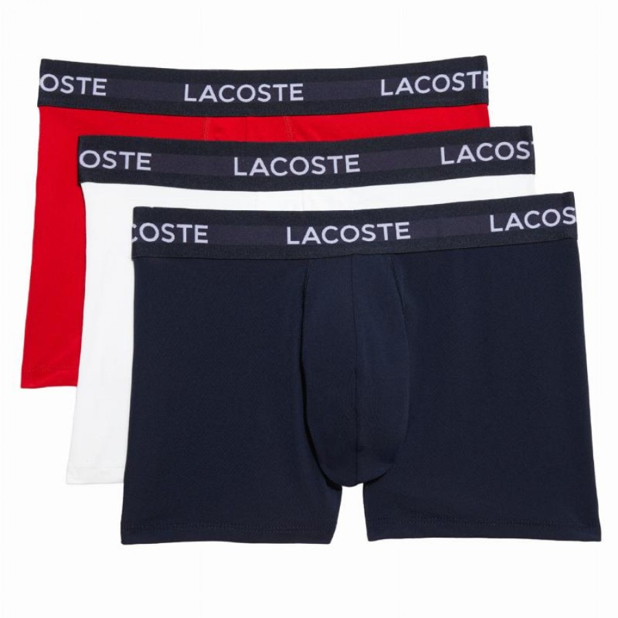 Cuecas Lacoste Azul Marinho Branco Vermelho 3 Unidades