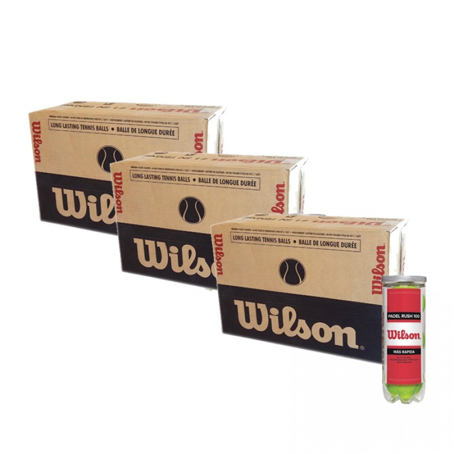 Boite 72 Boules - 24 Bidons de 3 pieces - Wilson Rush 100 x 3 Unites