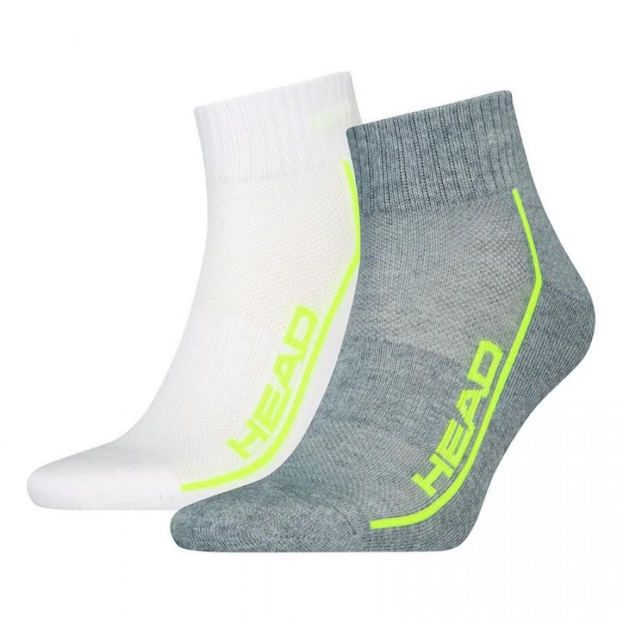 Calcetines Head Performance Quarter Blanco Gris Lima 2 Pares