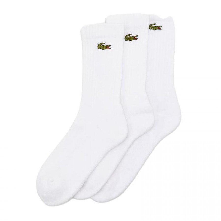 Calcetines Lacoste Sport Corte Alto Blanco 3 Pares