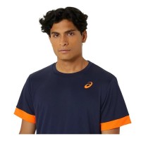 Camiseta Asics Court Azul Medianoche Naranja