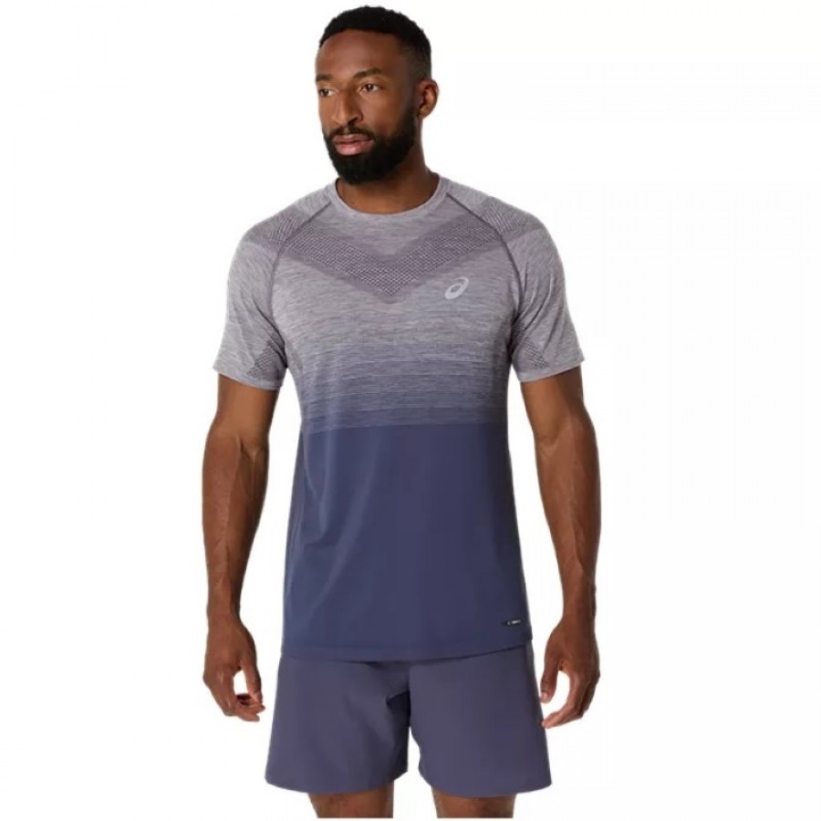 Asics Seamless SS Top T-shirt Gris Lavande Bleu Indigo