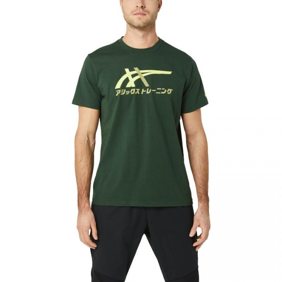 Camiseta Asics Tiger Verde Bosque Amarillo