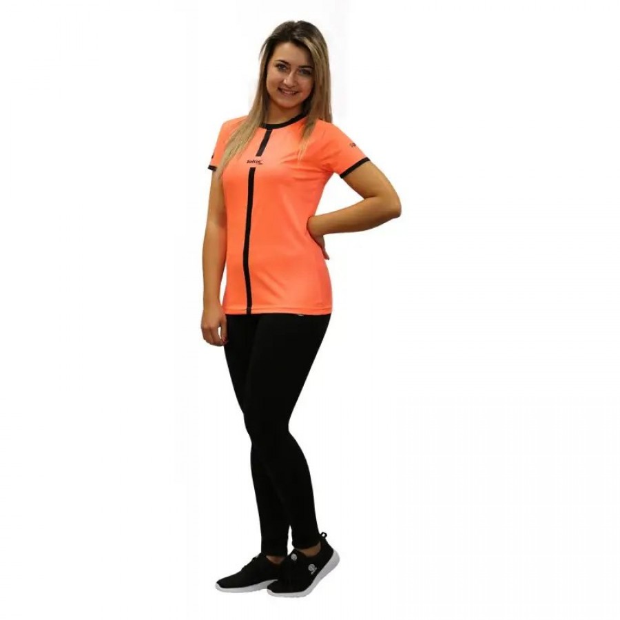 T-shirt Softee Tipex Coral Fluor Noir Femme