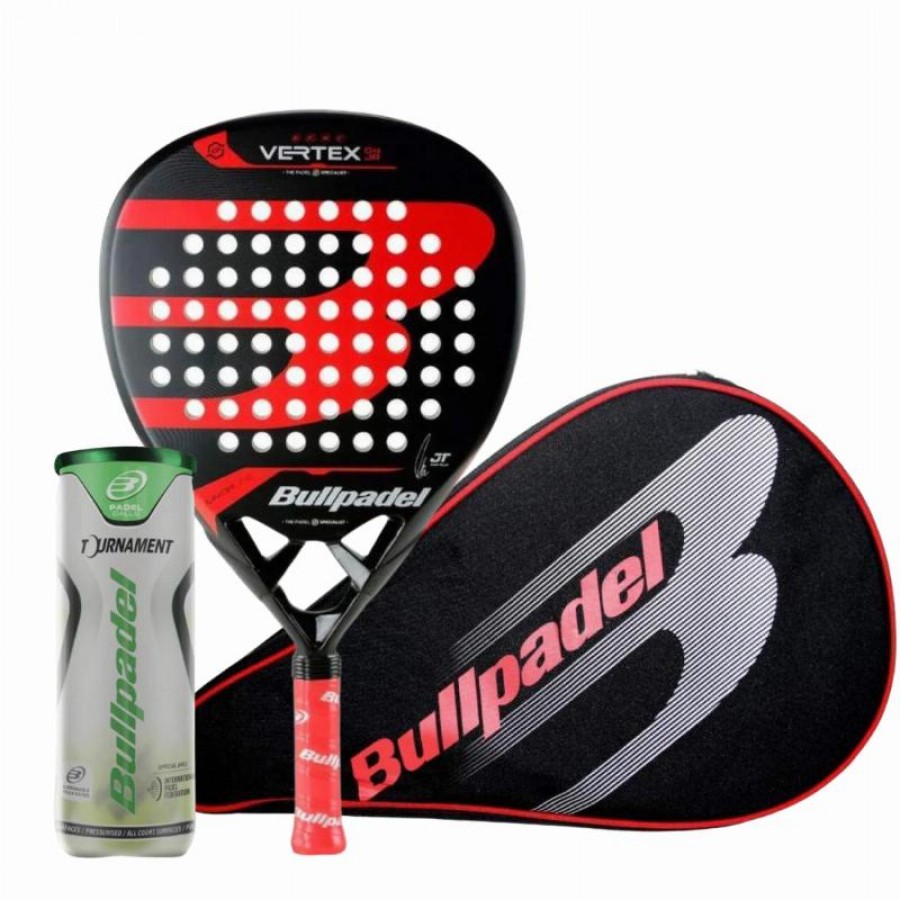 Pack Raquete Bullpadel Tello Vertex 04 Junior 2024 com Estojo e Bolas