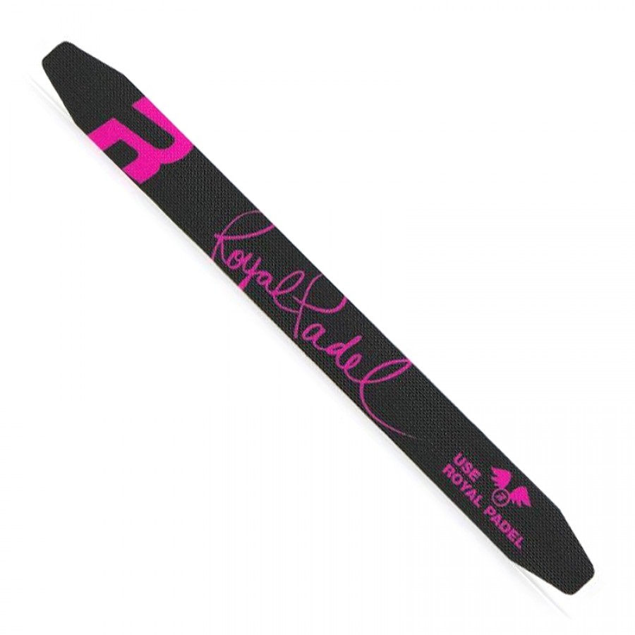 Protector Royal Padel Negro Logo Rosa Fluor