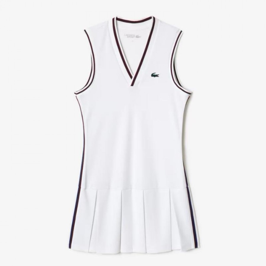 Vestido Lacoste Sport Pique Blanco Burdeos