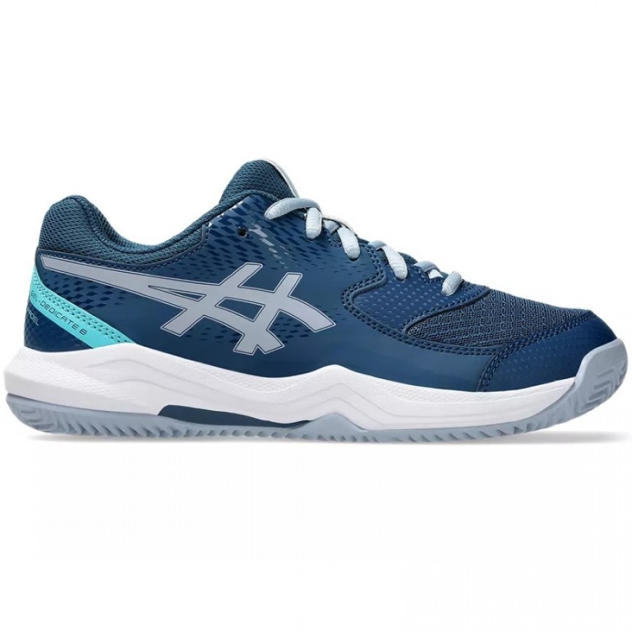 Tenis Asics Gel Dedicate 8 Padel GS Azul Mako Cinza Junior