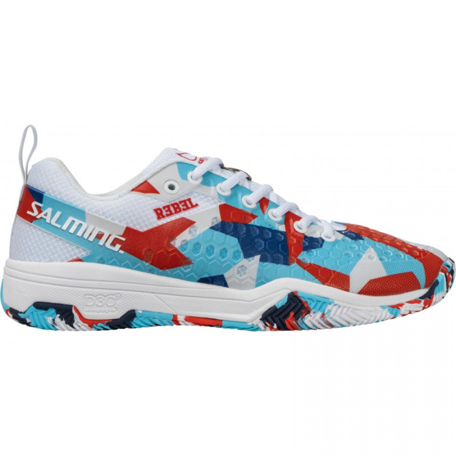 Zapatillas Salming Rebel Camo Blanco Rojo Azul